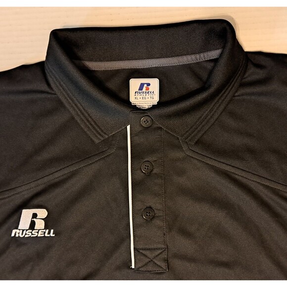 NEW Russell Athletic Men's XL Dri Fit Polo Shirt Black & White Coach NWT X Large - Picture 3 of 5
